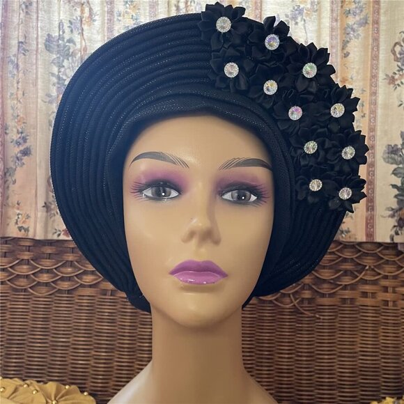 African Headtie Women Made With Stones Turban HeadWrap Accessories for Weddings main image 4